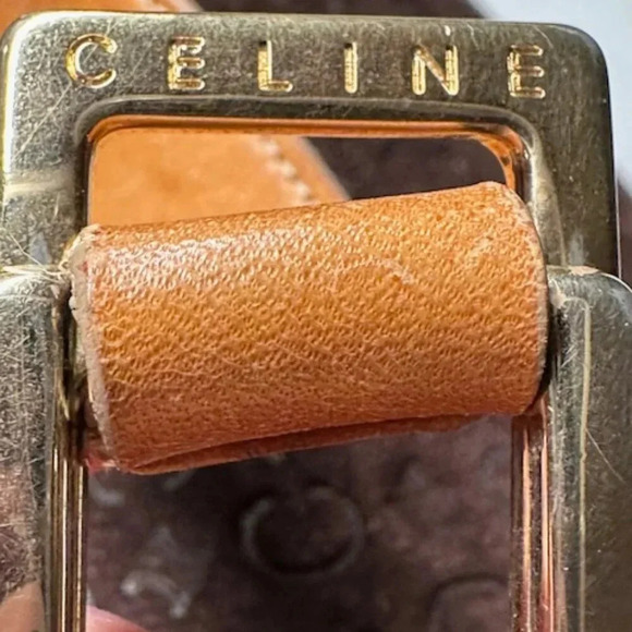 CELINE Macadam Brown Suede Leather Shoulder Bag EUC - Picture 11 of 16